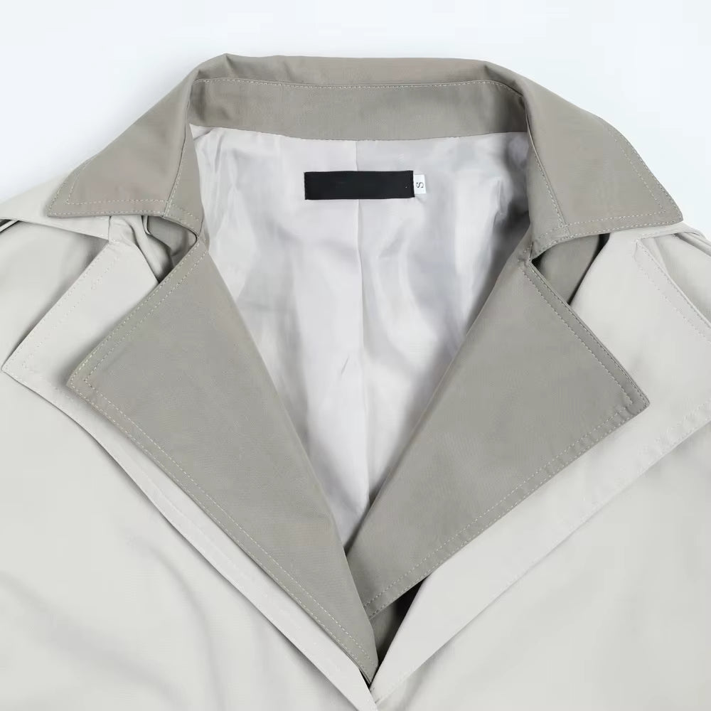 OUDINA Customize LOGO British Style Loose Temperament Windbreaker Long Jacket for Women Trench Coat