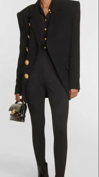 Pearl Button Black Blazers