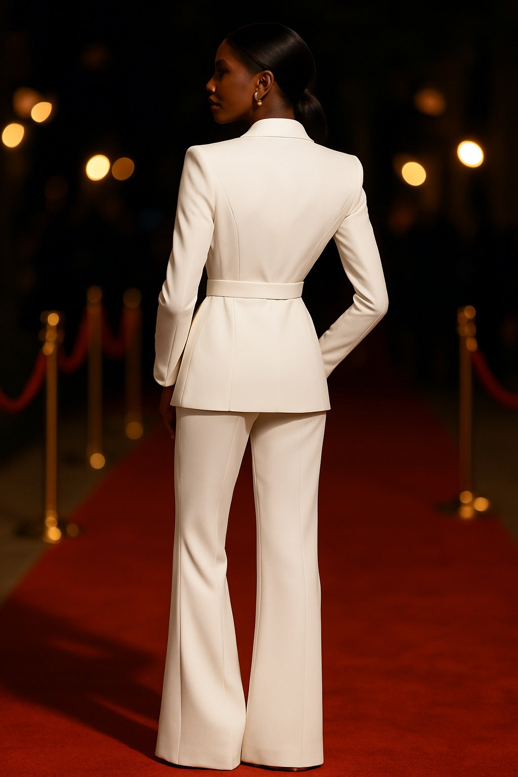 Chic Rhinata Belted Tuxedo Trouser Suit for Women - Effortlessly Elegant Style