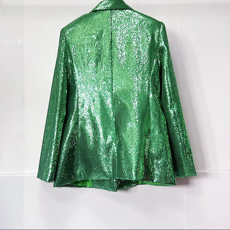 OUDINA Fashion Women Clothing Elegant Sequin Suit Trousers Suit Dinner Party Two Piece Setsbusiness Suits Set for Women