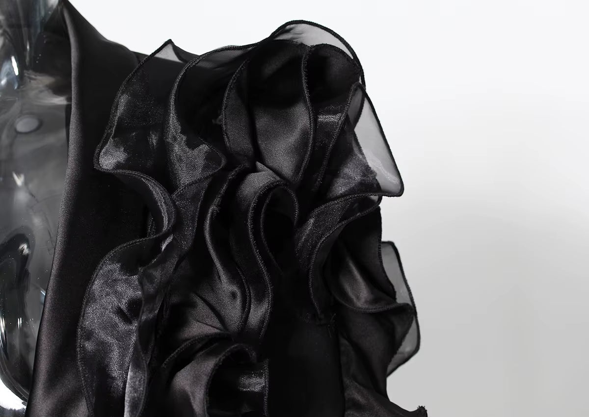 OUDINA Wholesale High End Three-Dimensional Asymmetrical Blazer Ladies Women Elegant Ruffled Jacket Women'S Suits & Blazers