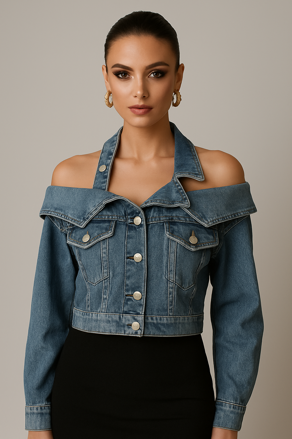 Chic Reversible Strap Denim Jacket for Effortless Style