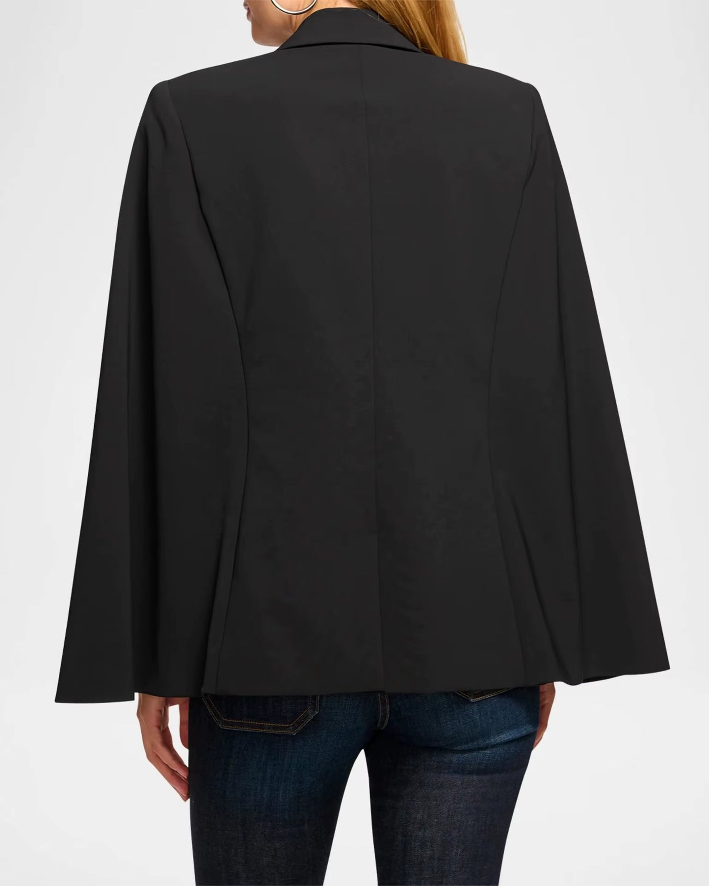 OUDINA High Quality Fashion Cape Style One Button Casual Elegant Suit Jacket Formal Office Lady Classic Blazers for Ladies