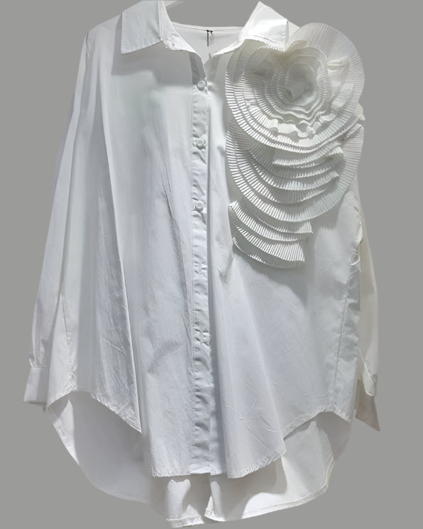 Pleated Horn Long Sleeves Korean Blouse Et Chemises Pour Femmes Ladies' Blouses