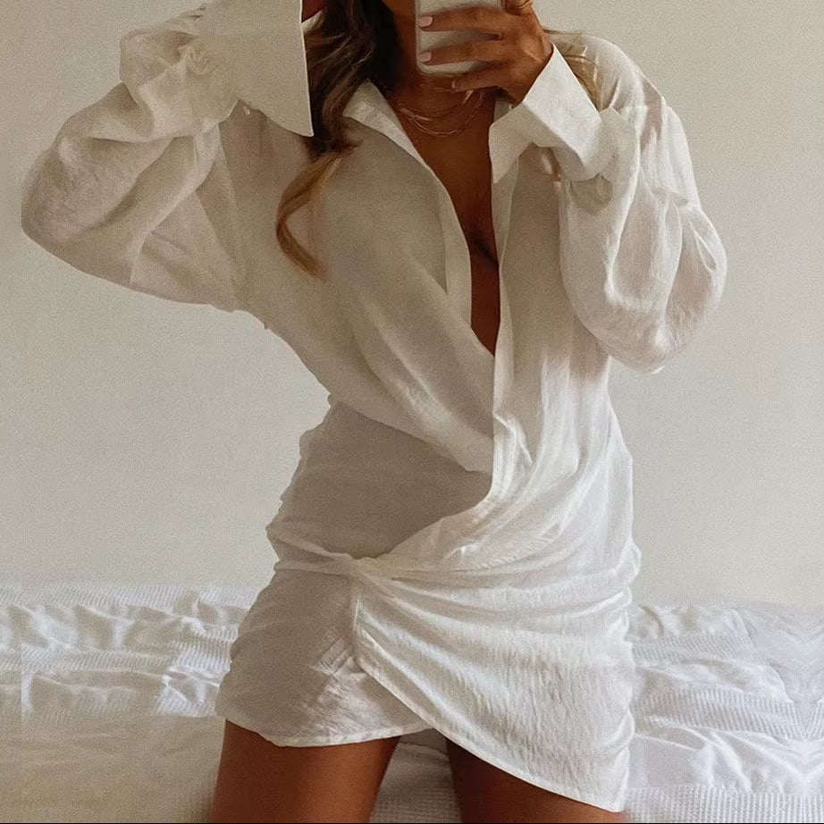 White Shirt Linen Dress