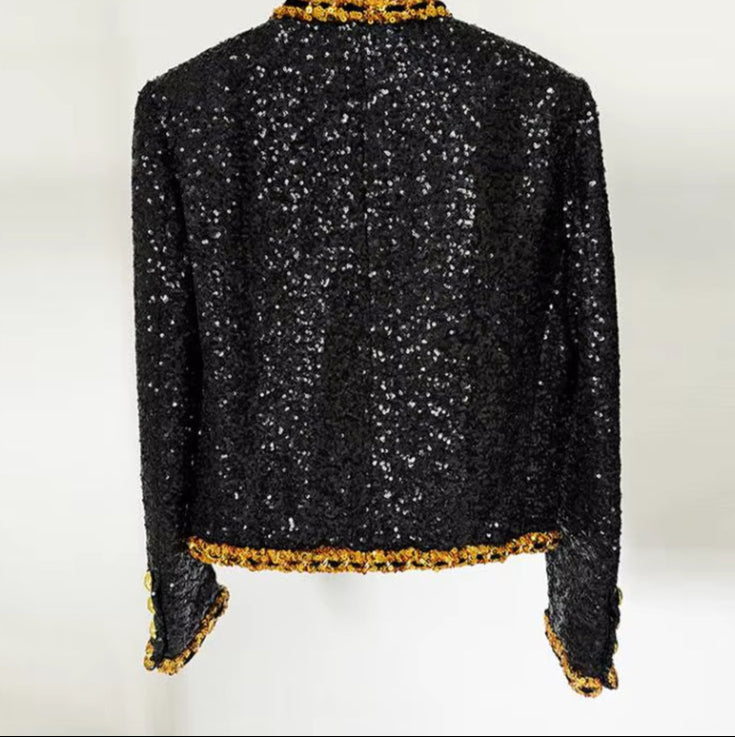 Socialite Autumn Coats 2024 New Fashionable Women'S Casual Coat Heavy Embroidery Sequins Chain Short Jacket