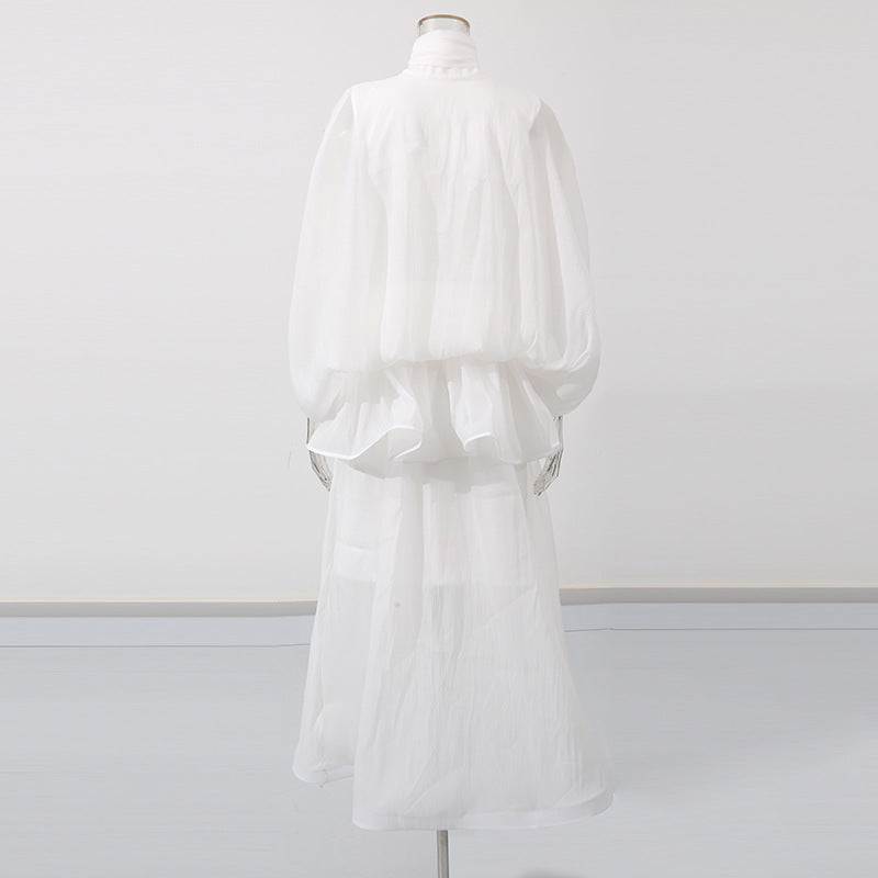 Ruffle Blouse Oversized Bow Dress