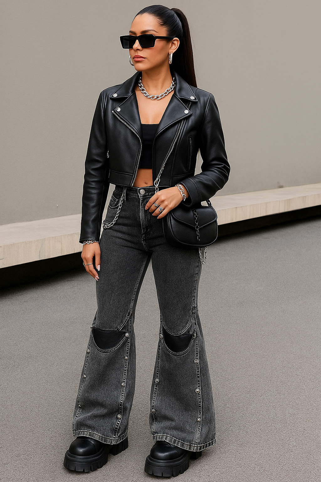 Urban Rebel Snap-Flare Jeans