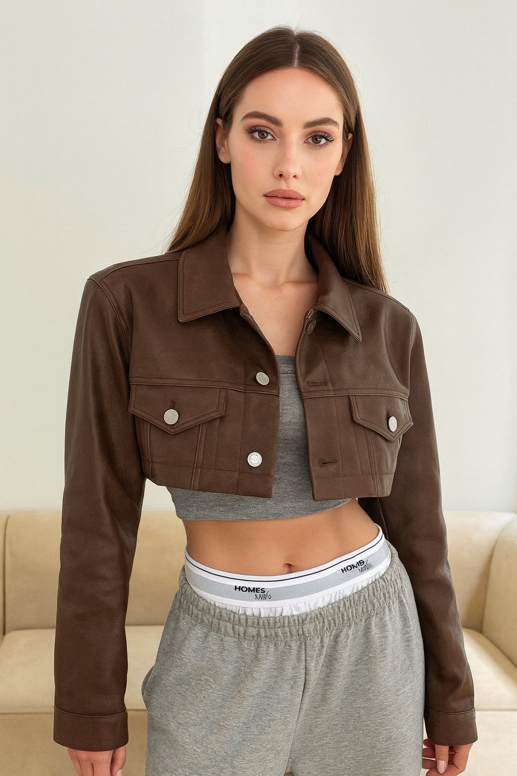 Midnight Edge Cropped Faux Leather Jacket - Elevate Your Style with Bold Elegance