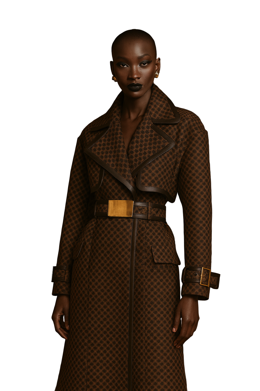 Stylish Custom Belt Jacquard Long Coat for Women