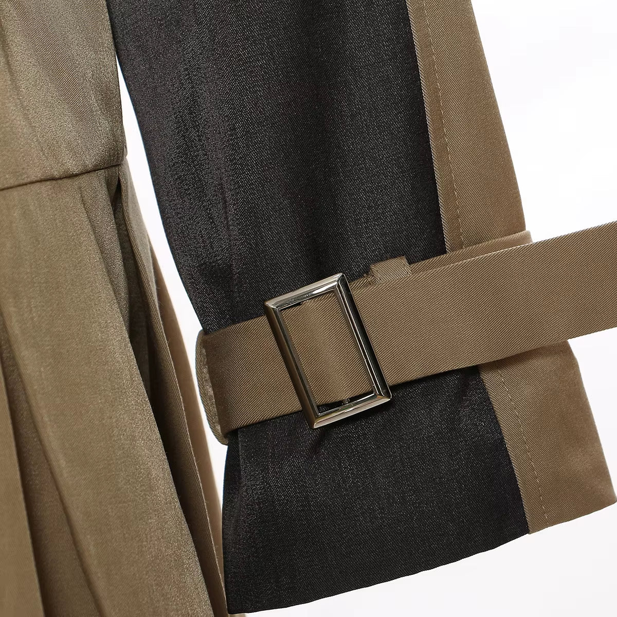 OUDINA Wholesale Women'S Jackets Casual Pleated Contrasting Color Irregular Windbreaker Coat Long Jackets for Women