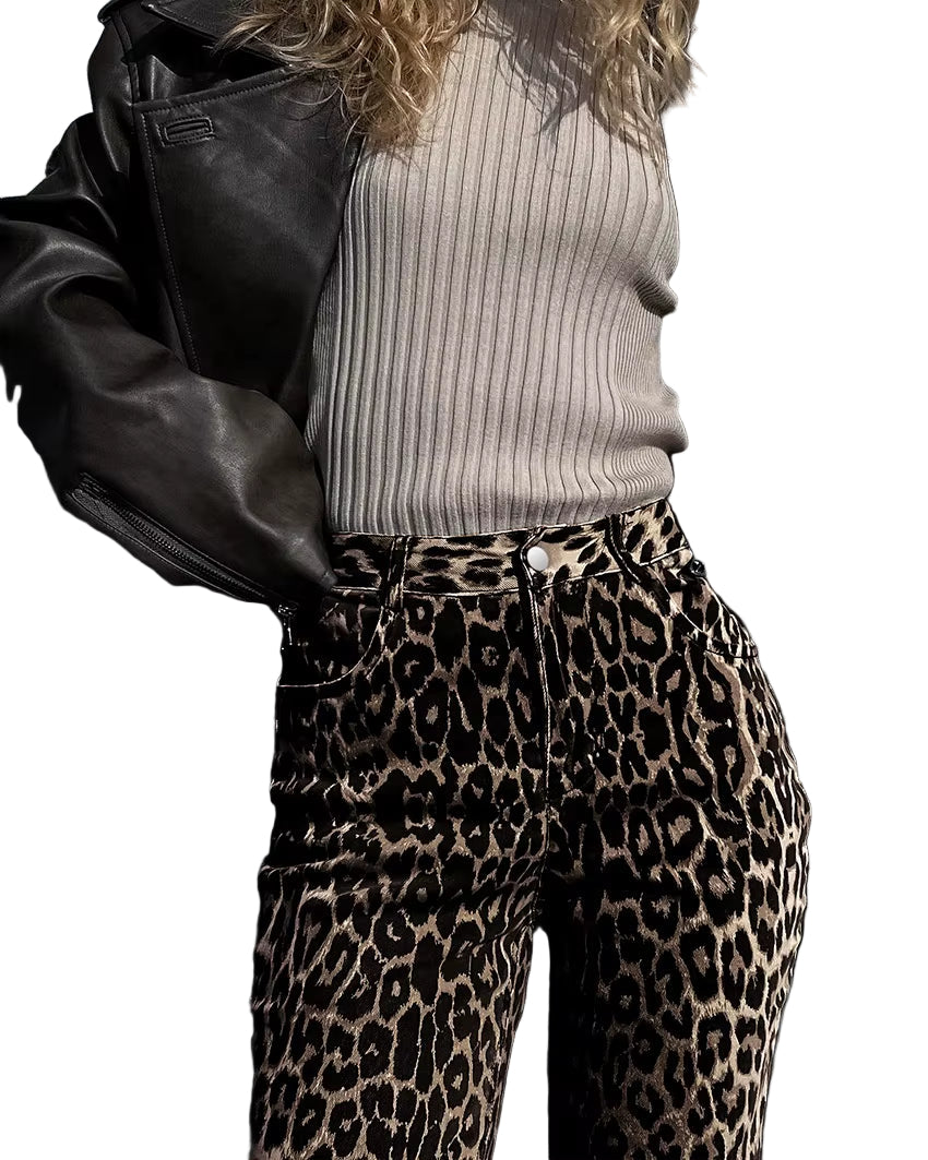 OUDINA New Streetwear Jeans for Women Slimming High-Draping Spliced Pleated Straight Leg Pants for Women