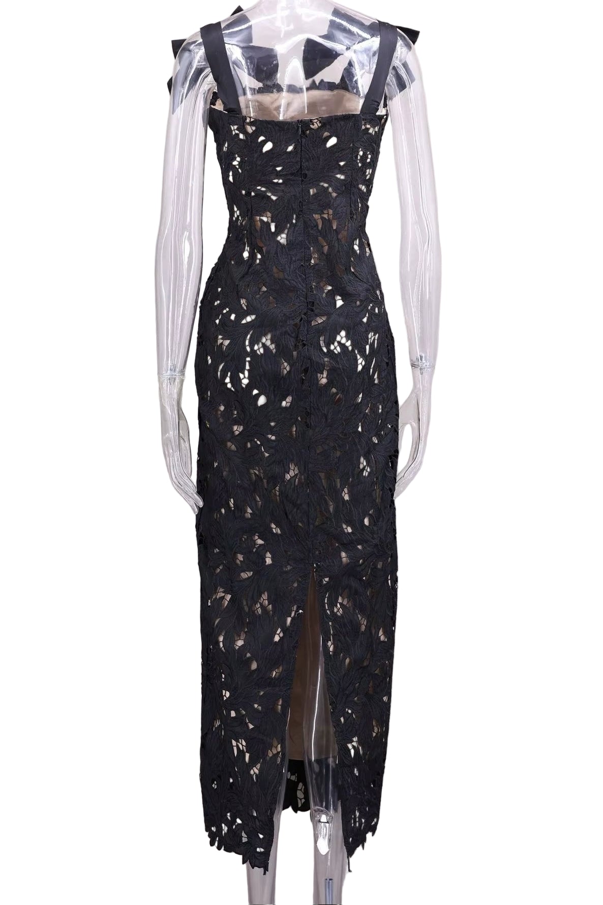 OUDINA High Grade Luxury Bowknot Embroidery Hollow Long Dress Women Party Club Vestidos Women Elegant Summer Casual Dresses