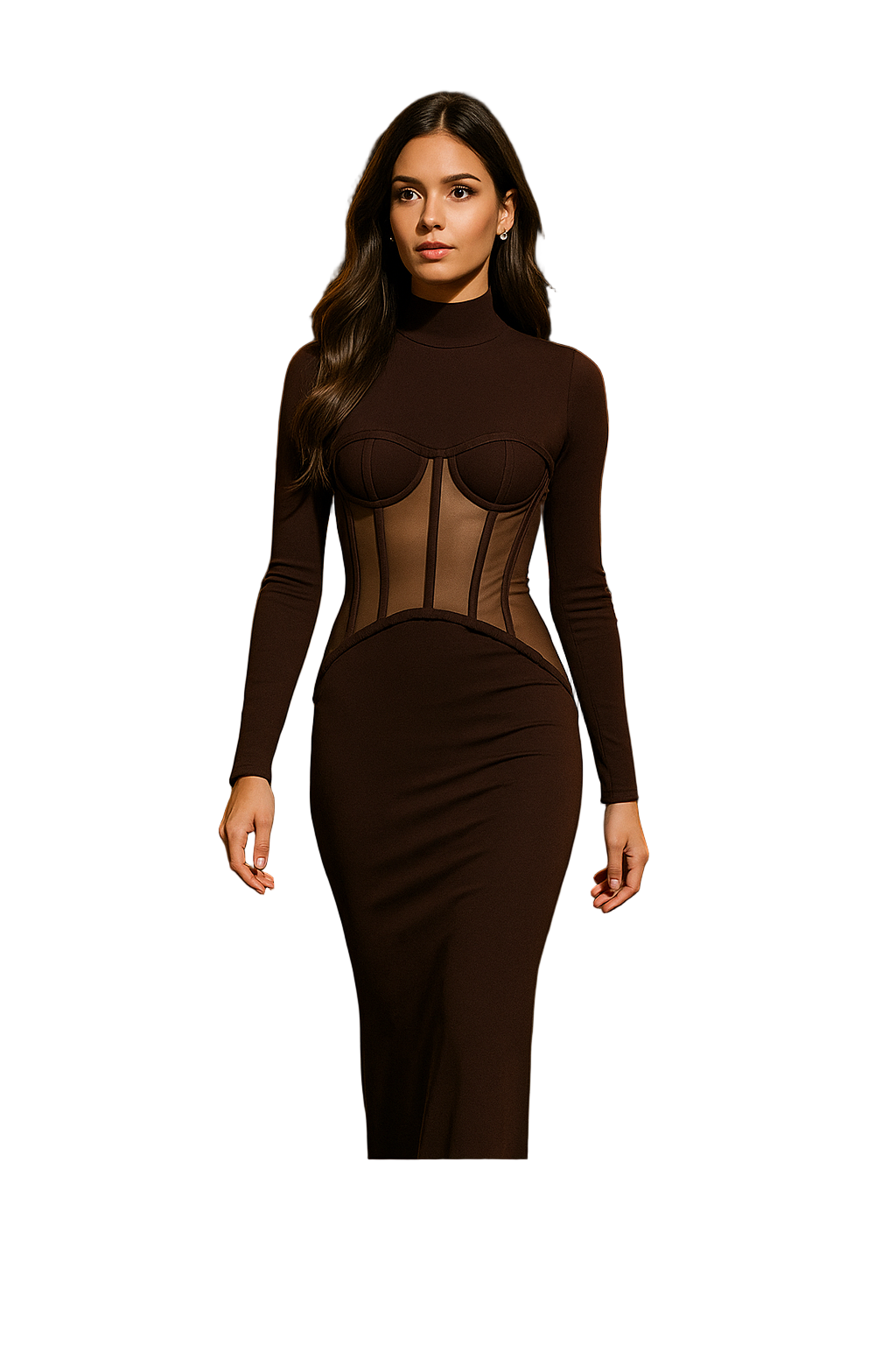 Make a Statement in the Mocha Muse Bodycon Gown - A Luxurious Evening Dress for Unforgettable Occasions