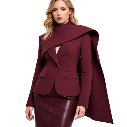 Elevate Your Wardrobe with the Shawl Elegant Blazer Jacket in Rich Burgundy