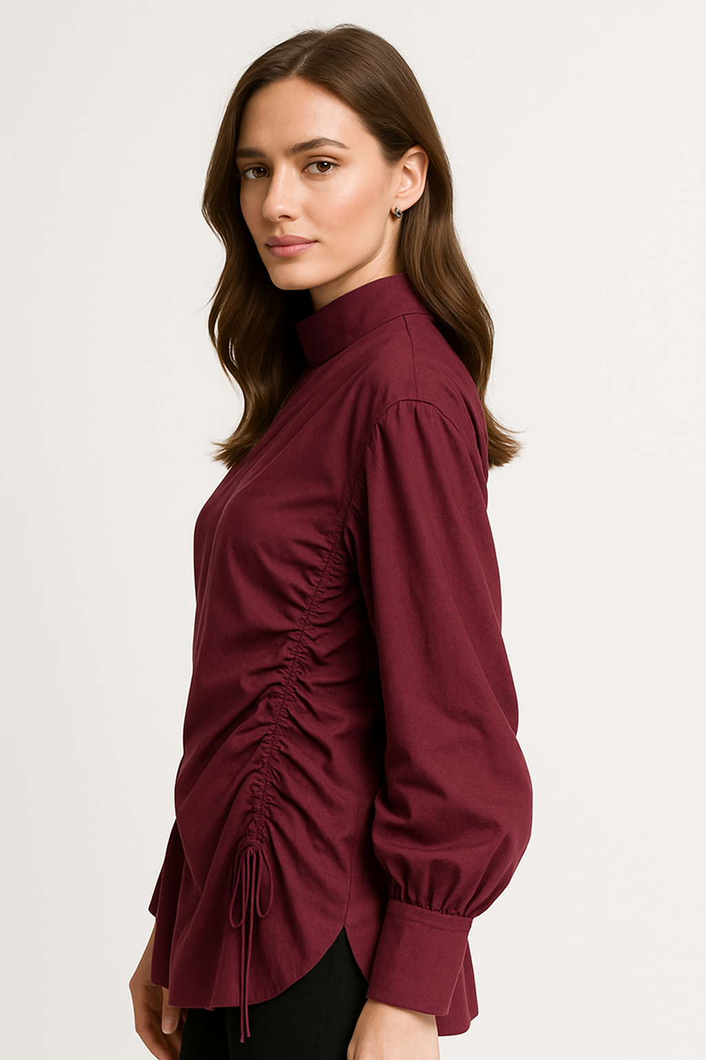 Irregular Drawstring Puffy Blouse Dress