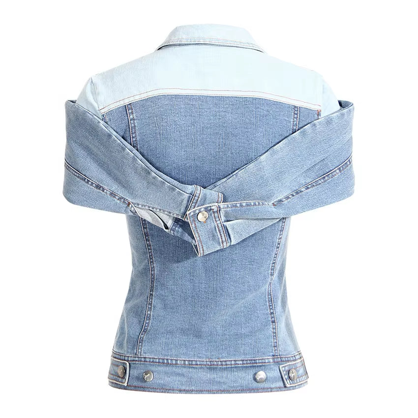 OUDINA Fashionable Unique Style Layered One Shoulder Irregular Blouses and Top Denim Tops Shirts for Women