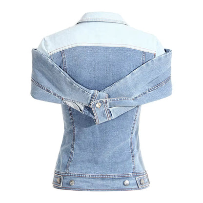 OUDINA Fashionable Unique Style Layered One Shoulder Irregular Blouses and Top Denim Tops Shirts for Women