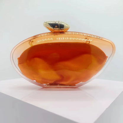 Transparent Acrylic Evening Bags Women Boutique Graduated Color Oval-Shaped Clutch Purses Women Shoulder Totes Handbags
