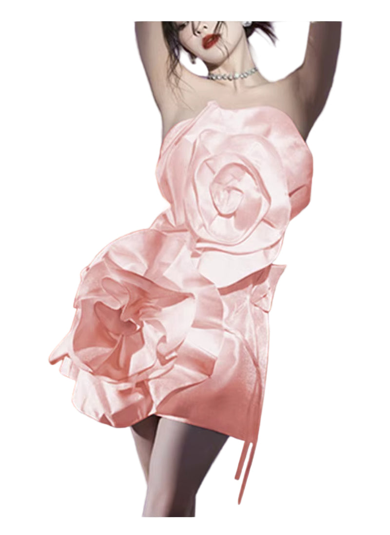 OUDINA Hotselling Luxury Lady Elegant Strapless Three-Dimensional Flower Banquet Evening Dress Women'S Dresses