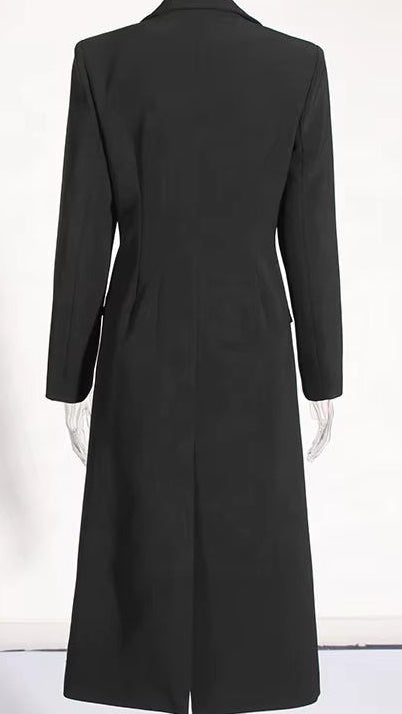 OUDINA New Style Slimming Long Suit for Women Windbreaker Temperament Buttoned Design Women'S Suits & Blazers