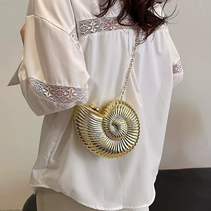 Women Cute Shoulder Bag Conch Shape Chain Party Crossbody Bag Acrylic Shell Phone Bags Handbag Purse for Women