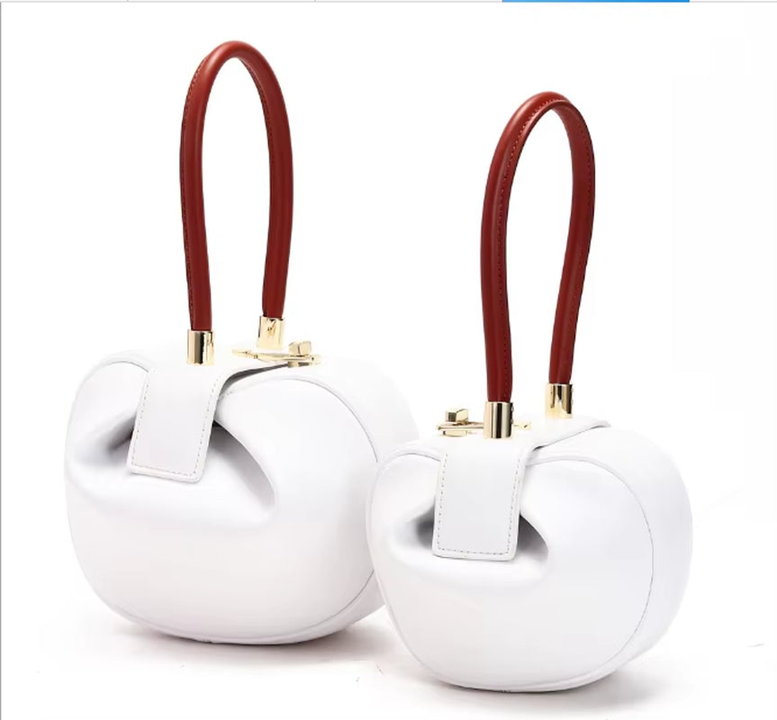 Genuine Leather Women'S Bag European and American Niche Design Handbag Wonton Dumpling Bag