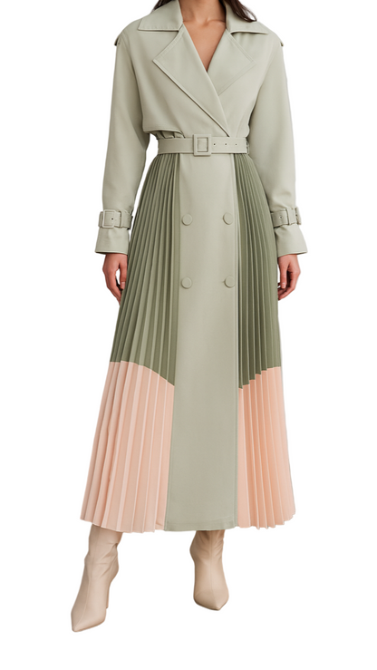 Elegant Windbreaker Pleated Trench Coats