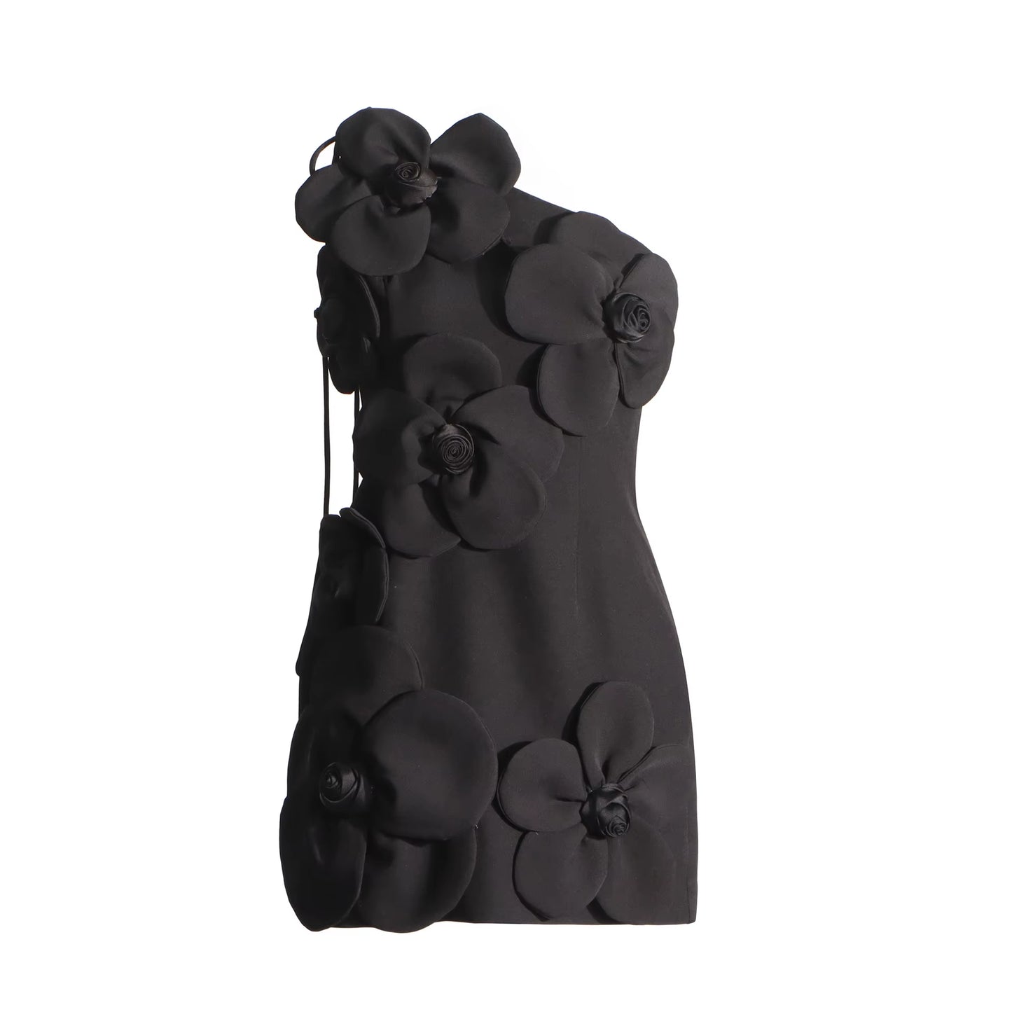 OUDINA New Flower Splicing Solid Color Elegant Mini Dresses for Women Party Evening Dress