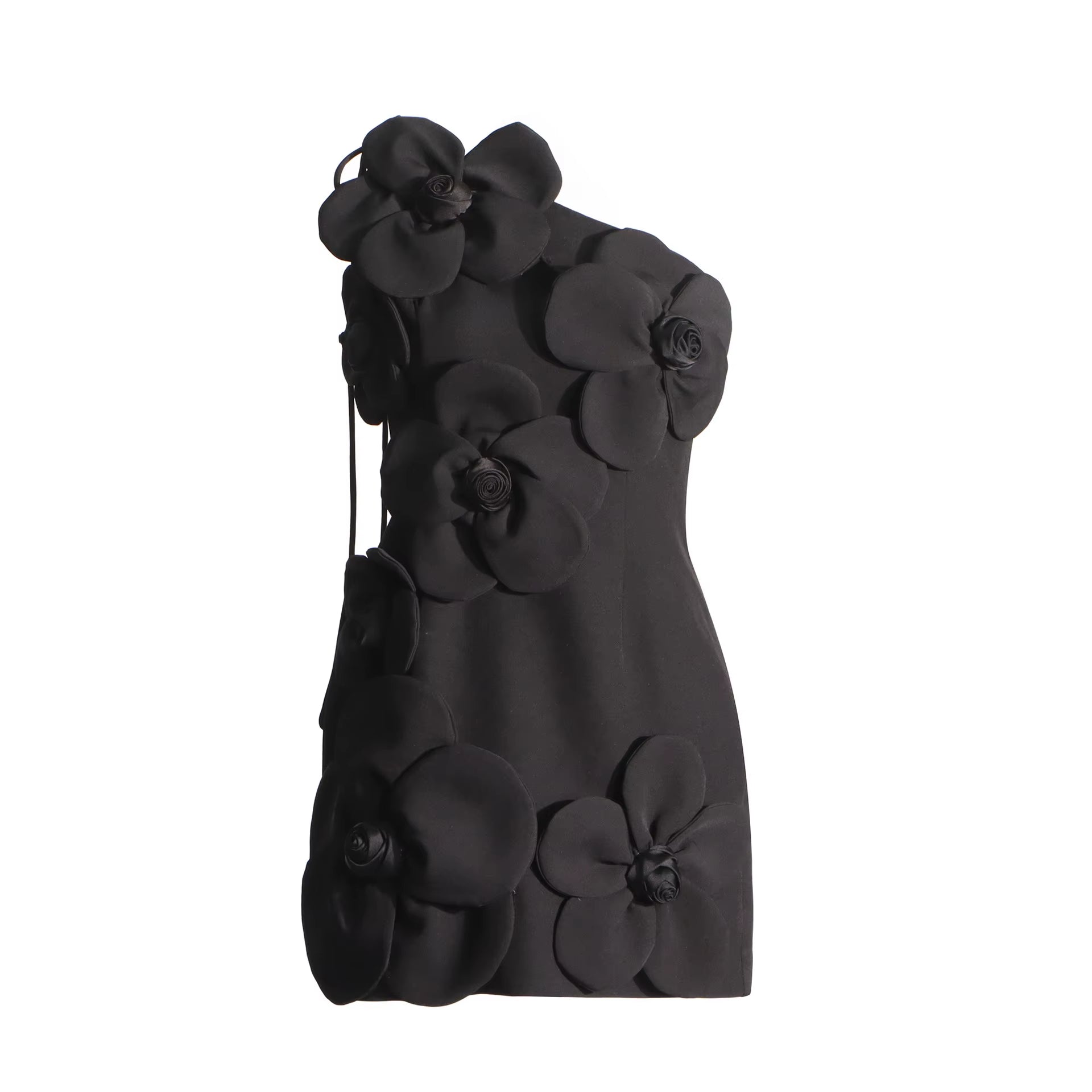 OUDINA New Flower Splicing Solid Color Elegant Mini Dresses for Women Party Evening Dress