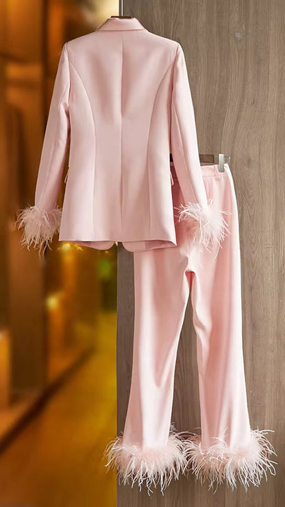 OUDINA Wholesale New Casual Blazer Female Office Wear Pant Suits Two Piece Sets Women Elegant Ladies Suit Set