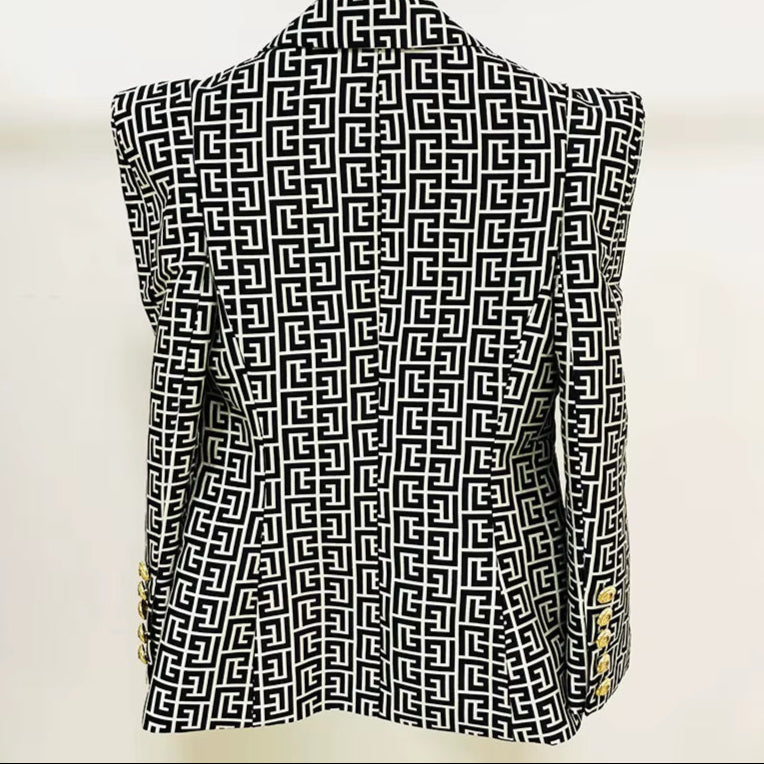 OUDINA Fashion Professional Loose Print Womens Suit and Blazers One Button Two Piece Suits Sets for Women Blazer Set