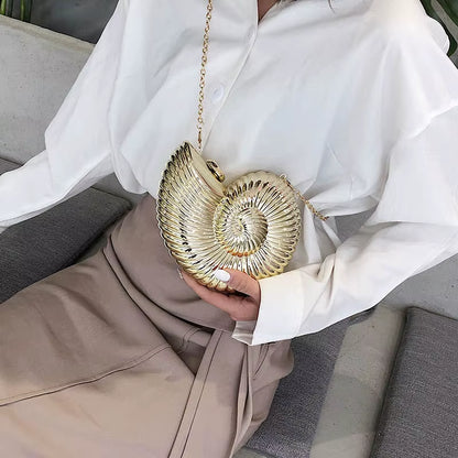 Women Cute Shoulder Bag Conch Shape Chain Party Crossbody Bag Acrylic Shell Phone Bags Handbag Purse for Women