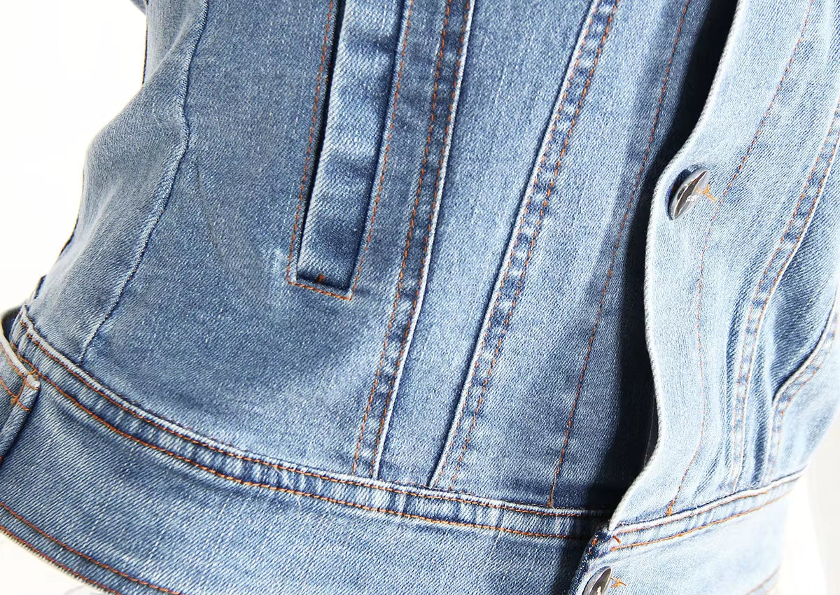 OUDINA Fashionable Unique Style Layered One Shoulder Irregular Blouses and Top Denim Tops Shirts for Women