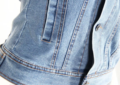 OUDINA Fashionable Unique Style Layered One Shoulder Irregular Blouses and Top Denim Tops Shirts for Women
