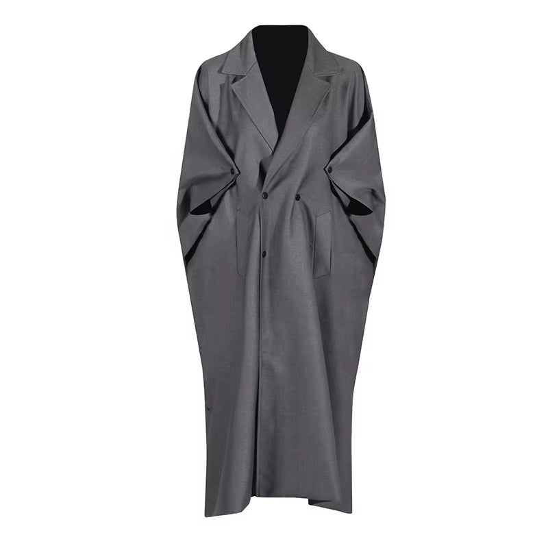 OUDINA Fashion New Elegant Solid Trench Coat Women Casual Loose Coat Simple Long Coat for Women