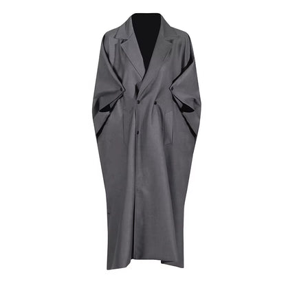 OUDINA Fashion New Elegant Solid Trench Coat Women Casual Loose Coat Simple Long Coat for Women