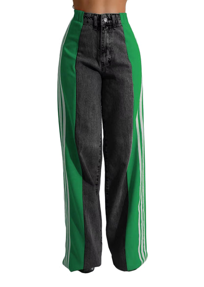 OUDINA Trend Hot Selling Both Sides Tassel Printed Fringed Trousers Casual Pants for Women