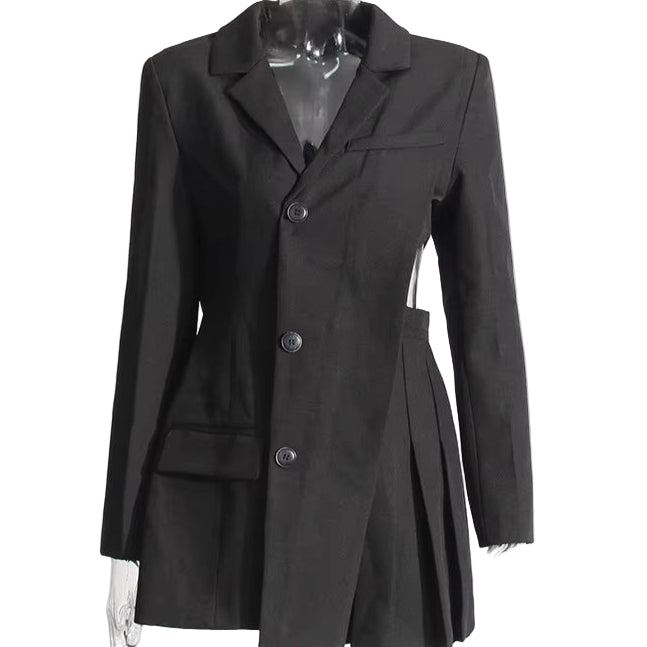 Asymmetric Hollow Splicing Blazer Dresses V Neck Suits for Women Elegant Women'S Blazer