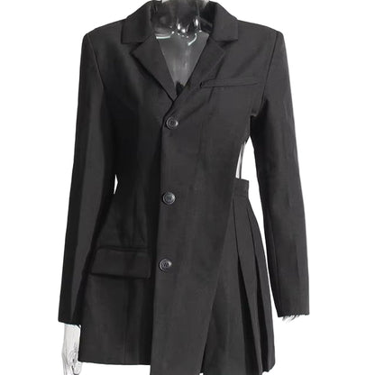 Asymmetric Hollow Splicing Blazer Dresses V Neck Suits for Women Elegant Women'S Blazer