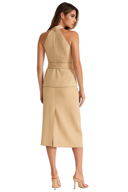 Sandstone Halter Midi Dress
