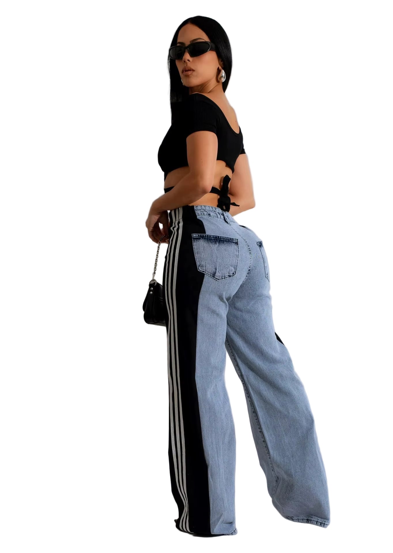 OUDINA Trend Hot Selling Both Sides Tassel Printed Fringed Trousers Casual Pants for Women