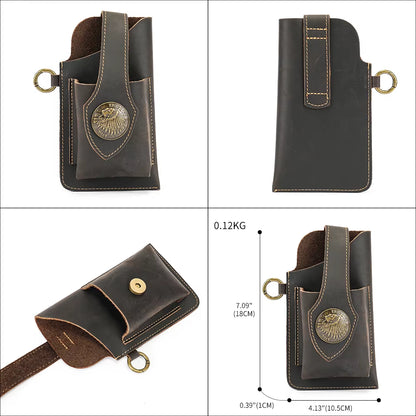 Marrant Multifunctional Leather Cell Phone Bag Men Premium Rugged Leather Cell Phone Holster with Belt Loop Men'S Waist Bag