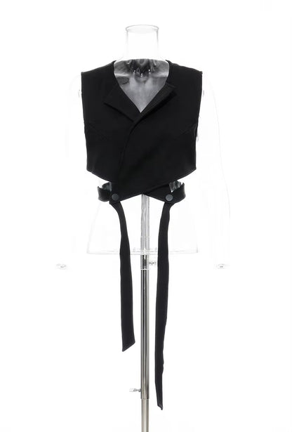 OUDINA Fashion Lady Lace White Two Piece Shirt and Vest Set Pleated Mid-Length Shirt Top for Women Blouses Shirts