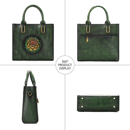 Designer Vintage Embossed Handbag Leather Shoulder Tote Bag Luxury Genuine Leather Handbags for Women