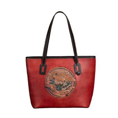 Westal Women Vintage Cowhide Leather Embossed Shoulder Tote Bag Large Work Purse Handbag Genuine Leather Women Laptop Tote Bag