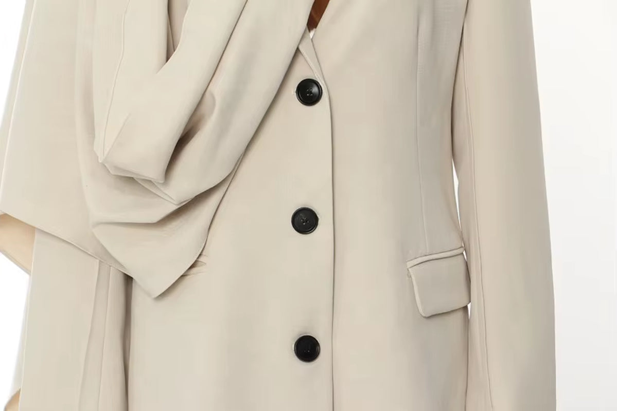 OUDINA Trend Solid Classic Women'S Long Coat Asymmetry Cape Trench Coat Elegant Coat for Women