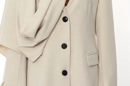 OUDINA Trend Solid Classic Women'S Long Coat Asymmetry Cape Trench Coat Elegant Coat for Women