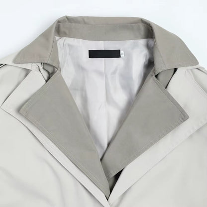 OUDINA Customize LOGO British Style Loose Temperament Windbreaker Long Jacket for Women Trench Coat