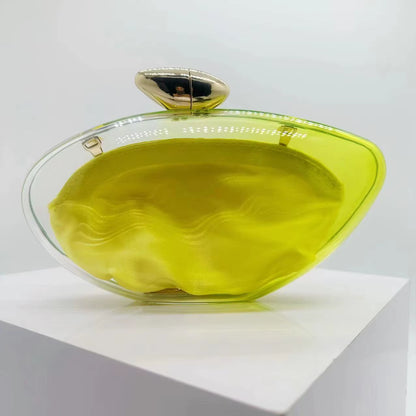 Transparent Acrylic Evening Bags Women Boutique Graduated Color Oval-Shaped Clutch Purses Women Shoulder Totes Handbags